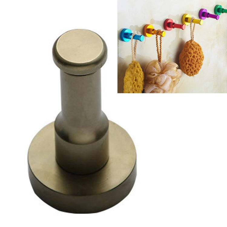 Single aluminum round wall hook, antique gold finish, no-rust design.