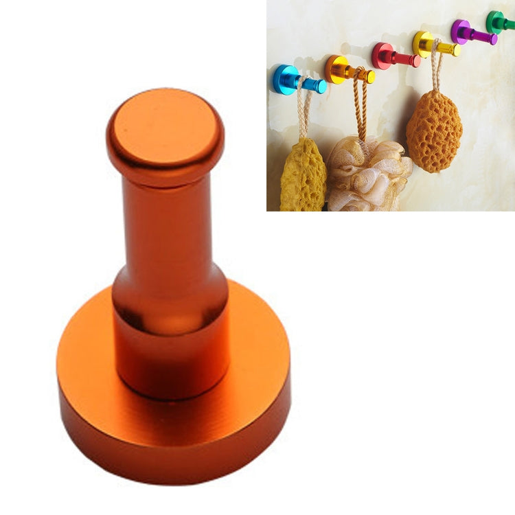 Single aluminum round wall hook, orange finish, no-rust design.