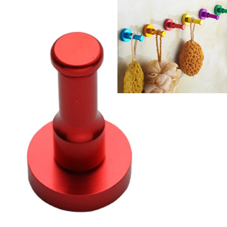 Single aluminum round wall hook, red finish, no-rust design.