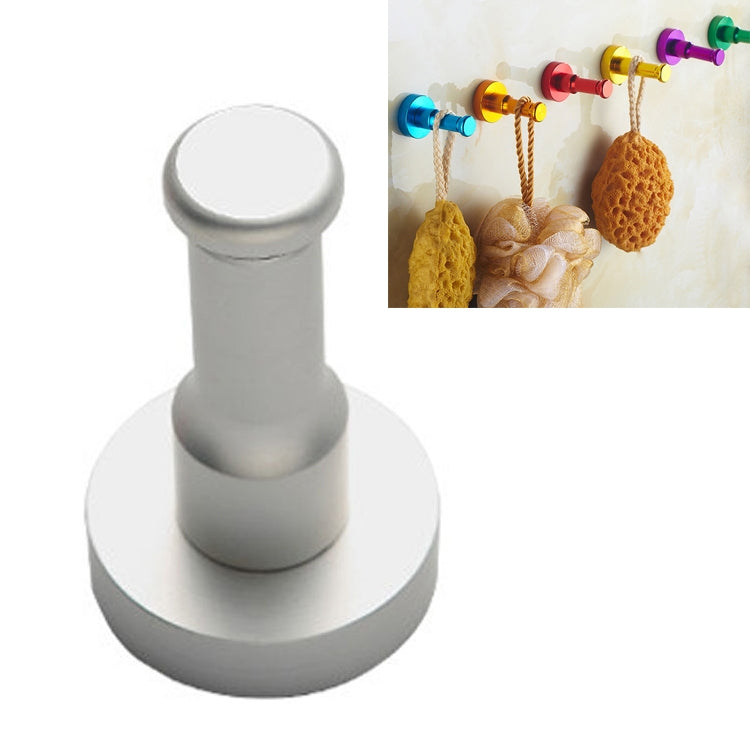 Single aluminum round wall hook, light gray finish, no-rust design.