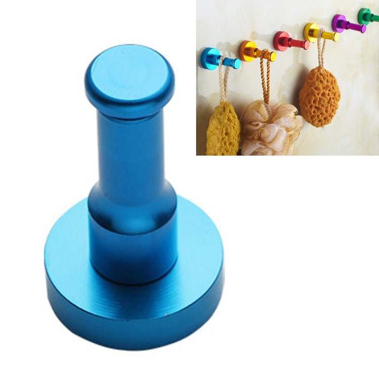 Single aluminum round wall hook, baby blue finish, no-rust design.