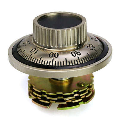 Mechanical code disk lock dial with numbered settings and metal housing