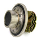 Mechanical code disk lock side view with numbered ring and dark dial insert