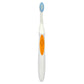 Orange electric sonic toothbrush with blue bristle head and white handle