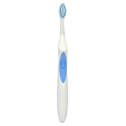 Blue electric sonic toothbrush with blue bristle head and white slim handle