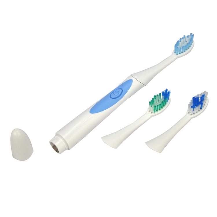 Electric sonic toothbrush with 3 color brush heads and small white cap