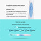 White electric sonic toothbrush with blue bristle head and oval blue button