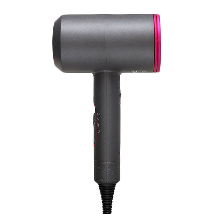 Grey handheld hair dryer with pink ring, UK plug, concentrator outlet