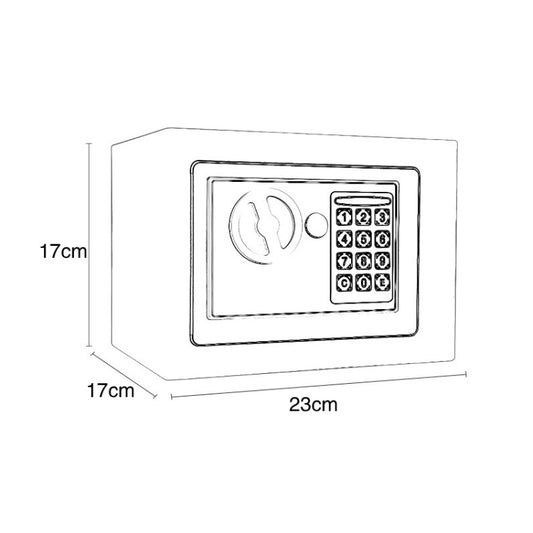 Electronic wall lock box dimension diagram, rectangular unit with keypad panel