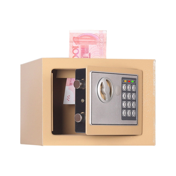 Champagne gold wall lock box open to reveal coin compartment and keypad