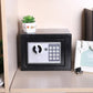 Black wall-mounted security lock box with digital keypad and keyhole door