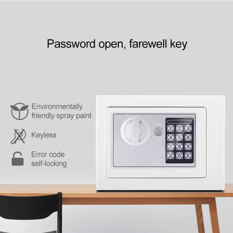 White wall safety lock box with keypad and circular emergency key access knob