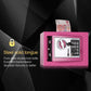 Pink wall electronic lock box with keypad, round key knob, and steel tongue lock design