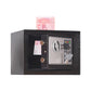 Obsidian black wall lock box open with coin compartment, keypad, and keyhole