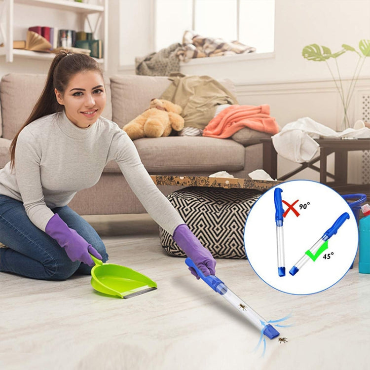 Blue and white handheld insect suction trap catcher with suction tube and LED light