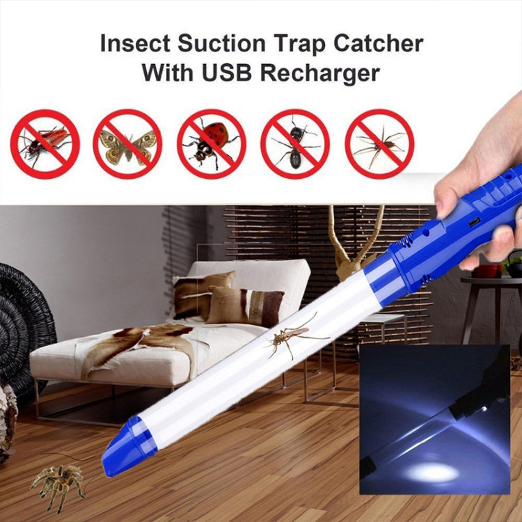 Blue electric insect suction trap catcher with USB recharge and LED light beam