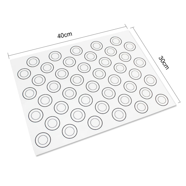 Rectangular white silicone macaron mat with gray ring pattern, 40×30 cm