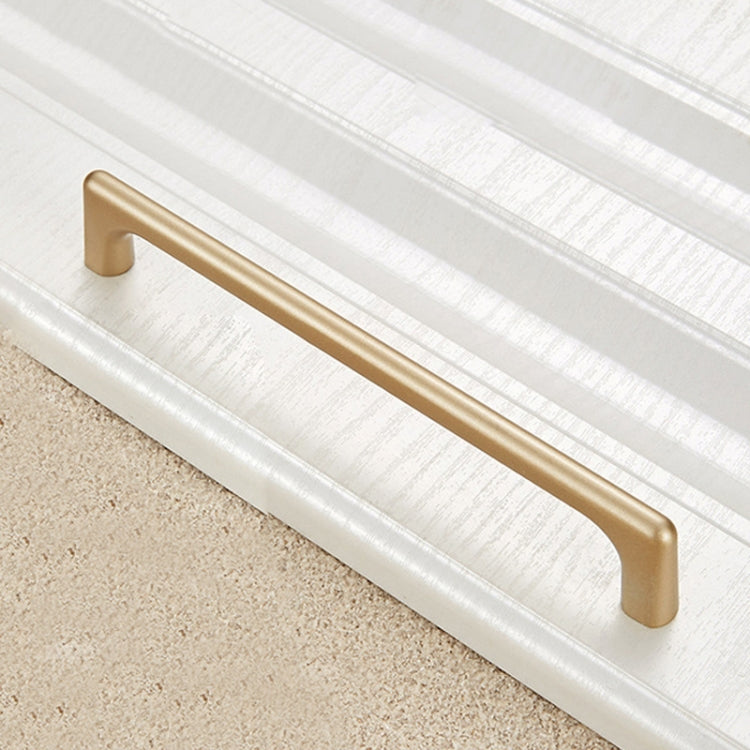 Gold zinc alloy cabinet drawer handle, long curved bar with rounded ends and posts