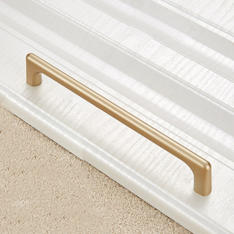 Gold zinc alloy cabinet drawer handle, long curved bar with mounting posts on both ends