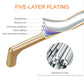 Gold zinc alloy cabinet drawer handle with bent U shape and threaded mounting end