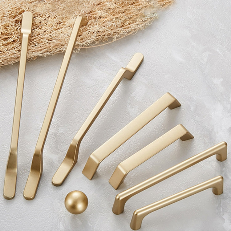 Gold cabinet drawer handle assortment, long curved bars with mounting studs