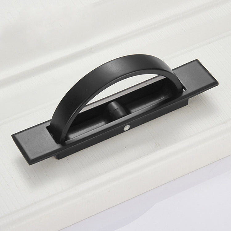 Hidden rotating flip cover latch button, black plastic base with mounting hole