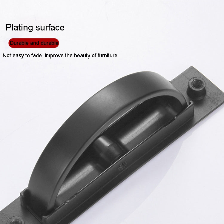 Black rotating flip cover latch with integrated plunger and top curved handle