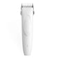White front view of handheld electric pet grooming clipper with comb teeth