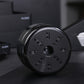 Round underside of mini desktop vacuum cleaner with intake holes and ports