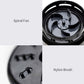 Open black cleaner base showing spiral fan and nylon brush attachments