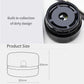 Black mini desktop cleaner underside viewed from above with built-in compartment