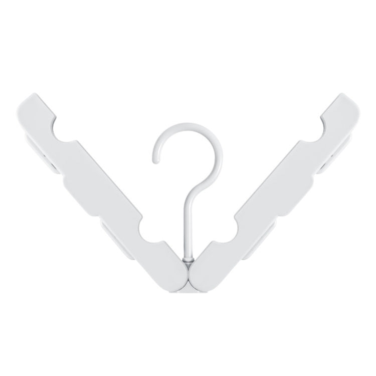 White foldable clothes drying hanger rack with curved hook and two end arms