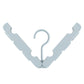 Light blue foldable clothes drying hanger rack, front view with curved hook