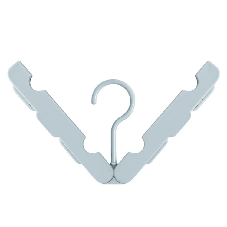 Light blue foldable clothes drying hanger rack, front view with curved hook
