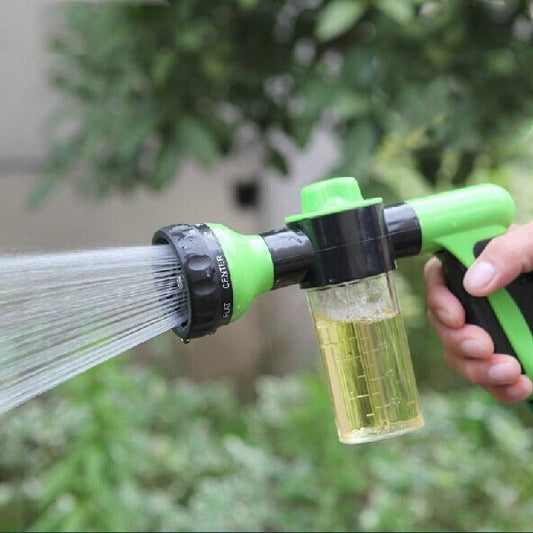 Green foam water gun sprayer with clear reservoir and mist/jet nozzle