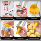 Cookie press with hands rotating and opening bottom cover, plus filling inside