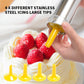 Cookie press icing tip set with yellow nozzles for piping on whipped cream and berries