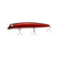 Popper fishing lure in dark red with three treble hooks