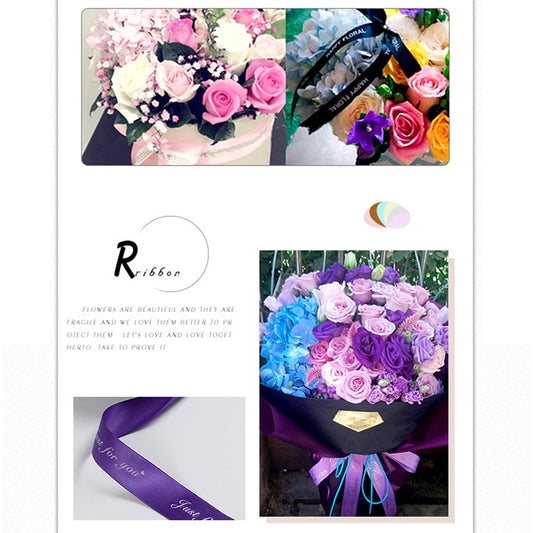 Ribbon letter packaging card showing purple ribbon with “Ribbon” branding