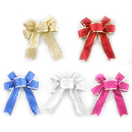 Assorted glitter gift bows: gold, red, blue, white, and pink