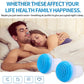 Blue silicone nasal air purifier pieces with mesh filters, two white tips