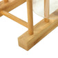 Light wood plate rack close-up of slotted base and upright dividers