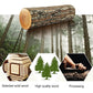 Solid wood material selection graphic with log and outdoor images