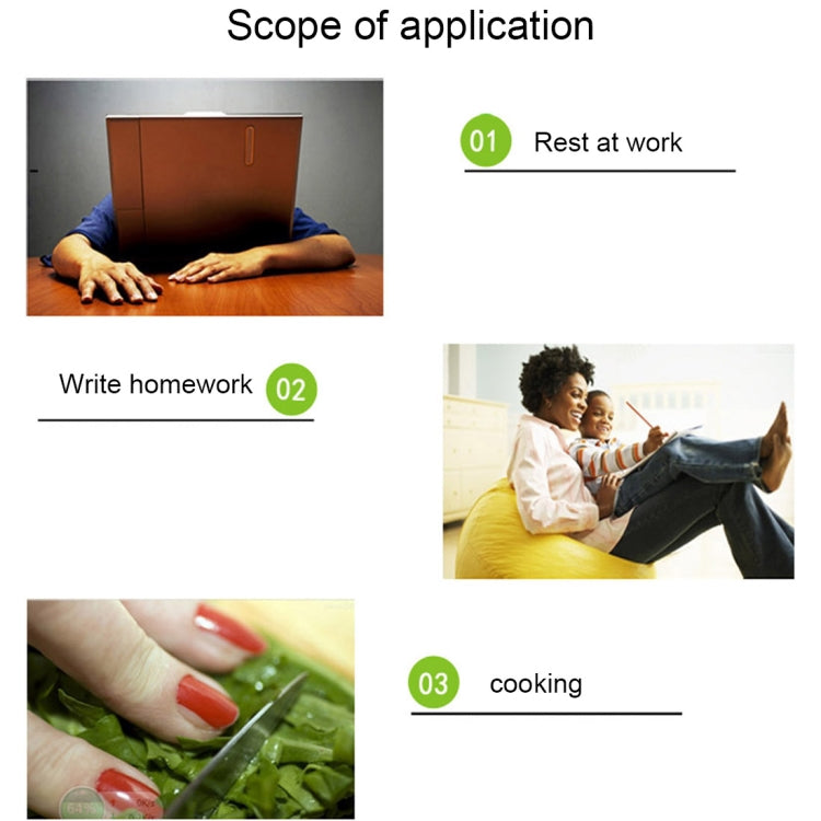Cook timer accessory feature card with numbered steps for home activities and cooking