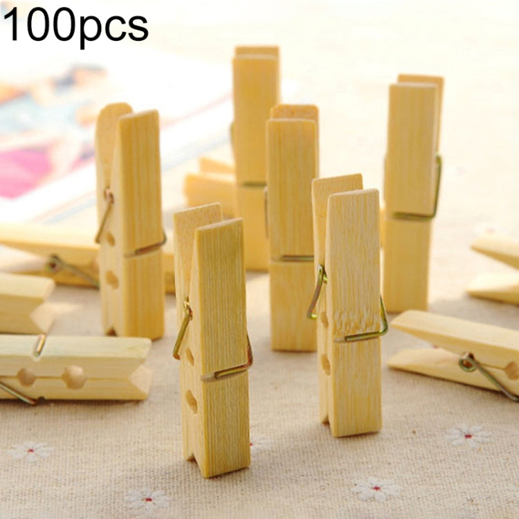 Bamboo clothespin-style peg clips with metal spring, set of multiple pieces