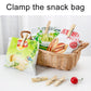 Bamboo mini clothespin clips holding folded plastic bags for laundry or crafts