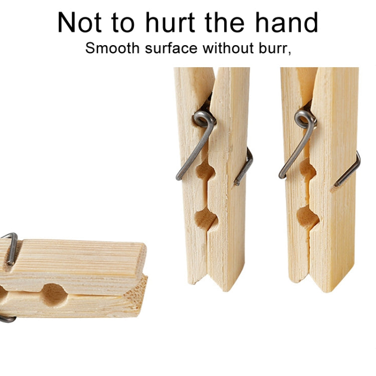 Bamboo peg clips showing smooth wood texture and metal spring clamp