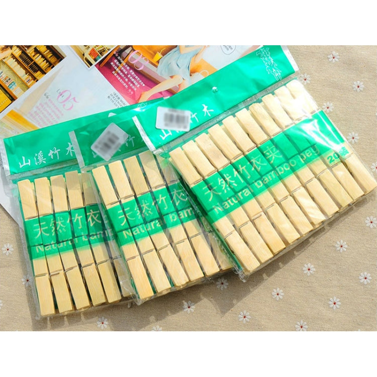 Bamboo peg clips in a sealed bag, multiple clips bundled together