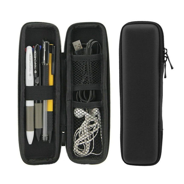 Dark zipper cable storage case, open organizer pockets for cables and small accessories