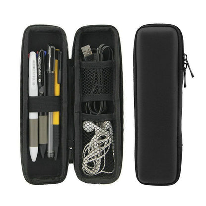 Dark zipper cable storage case, open organizer pockets for cables and small accessories